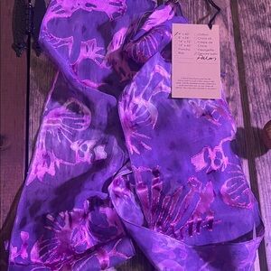 Handmade Purple Devore Scarf with Abstract Design